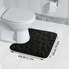 Soft and Absorbent U Shaped Bathroom Rug Non Slip Toilet Mat