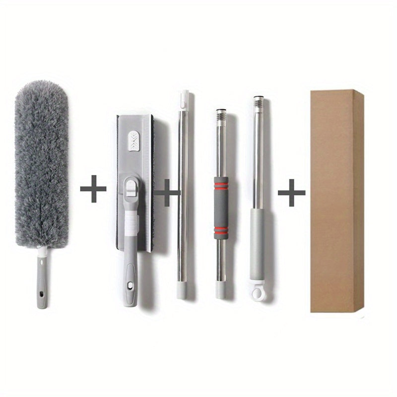 4 in 1 Glass Cleaning Brush Set Telescopic Pole - Perfect for Windows