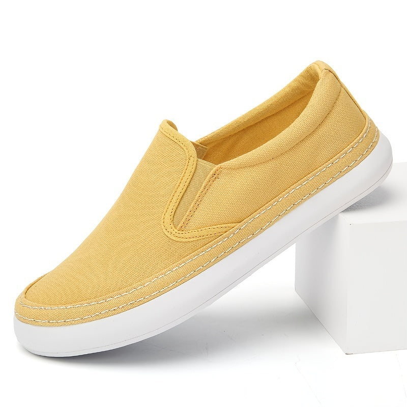 Men's Canvas Breathable Skate Shoes Casual Loafers Yellow