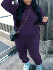 Solid Long Sleeve Hoodie & Joggers Set