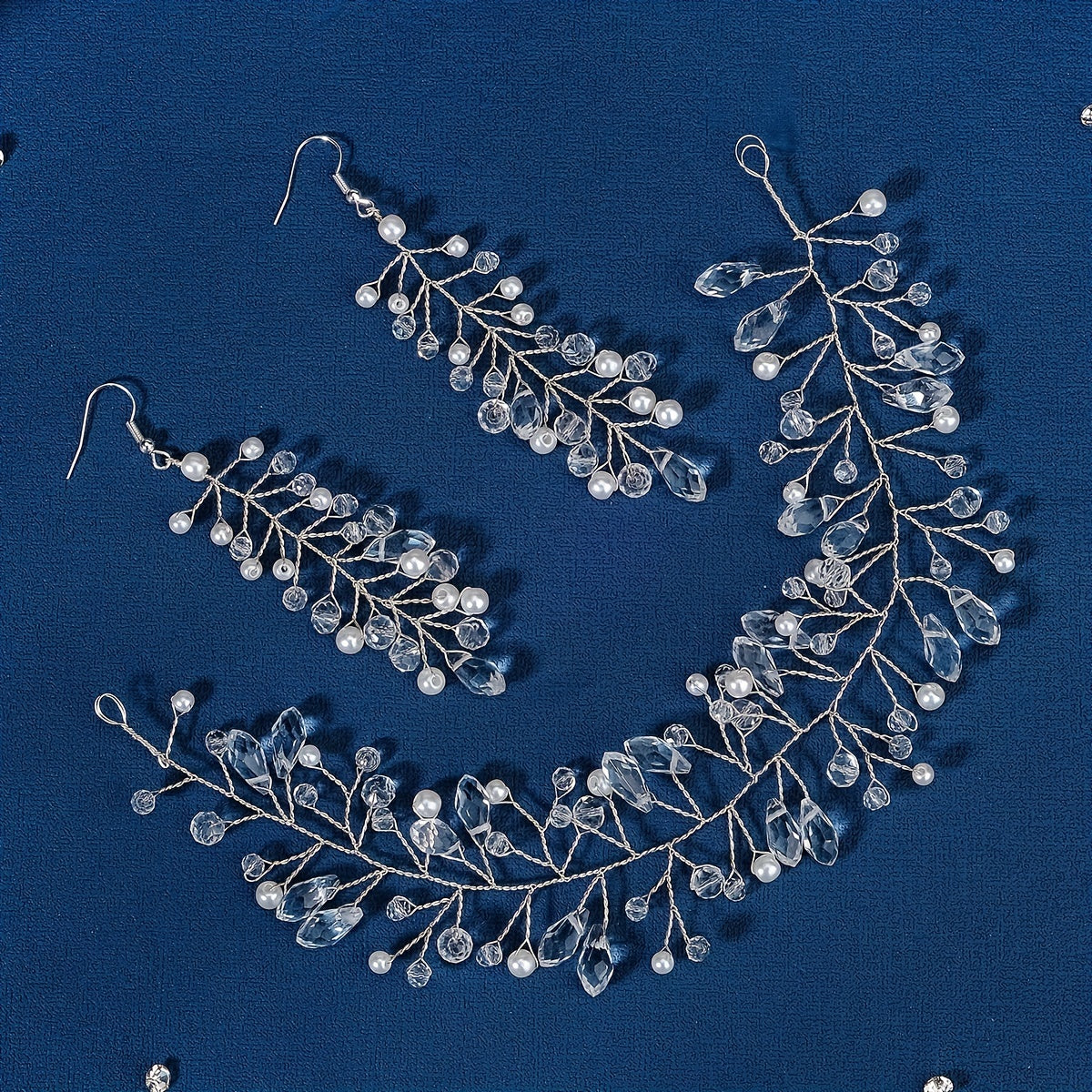 Crystal & Pearl Headwear Braided Headband & Earrings Set