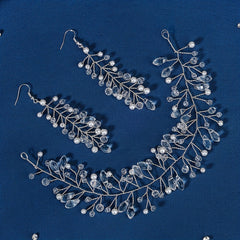 Crystal & Pearl Headwear Braided Headband & Earrings Set