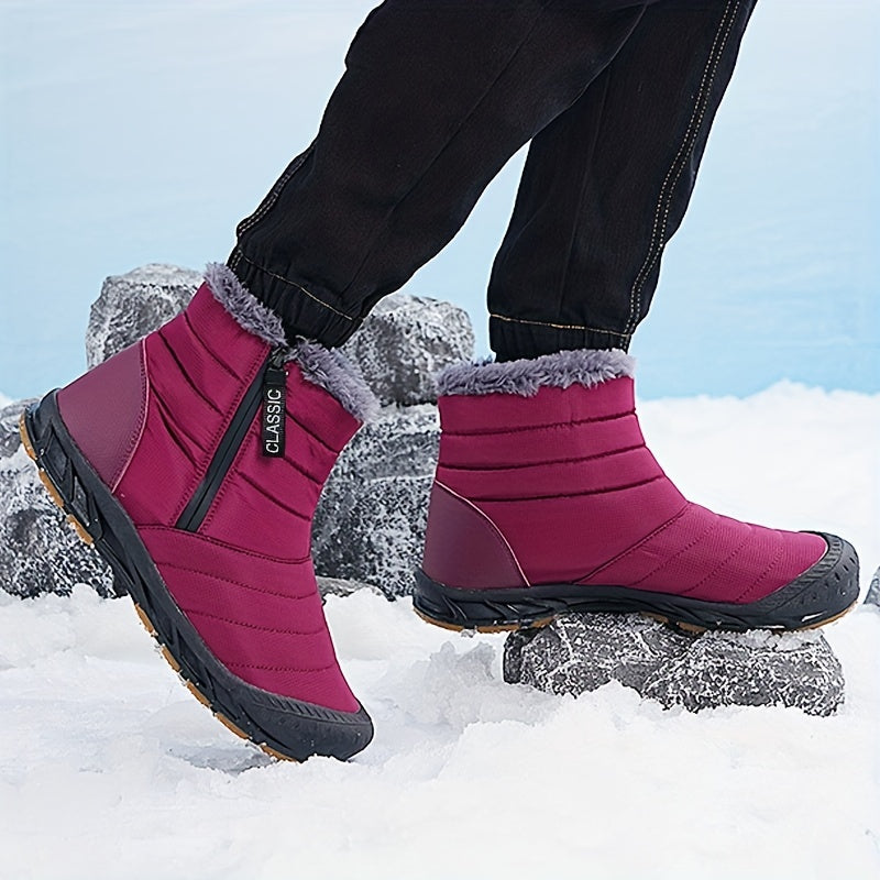 Women's Plush Thermal Snow Boots Side Zipper Non-slip Winter Ankle Boots