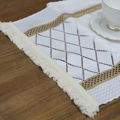 Farmhouse Style Table Runner Set with Prismatic Lace and Burlap - Home Decor