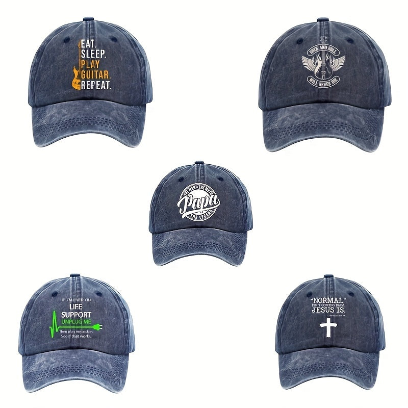 Vintage Cross Print Baseball Cap Distressed Dad Hat for Men Women