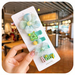 Baby Girls Cartoon Flowers Bunny Cat Bowknot Hair Clips Headwear