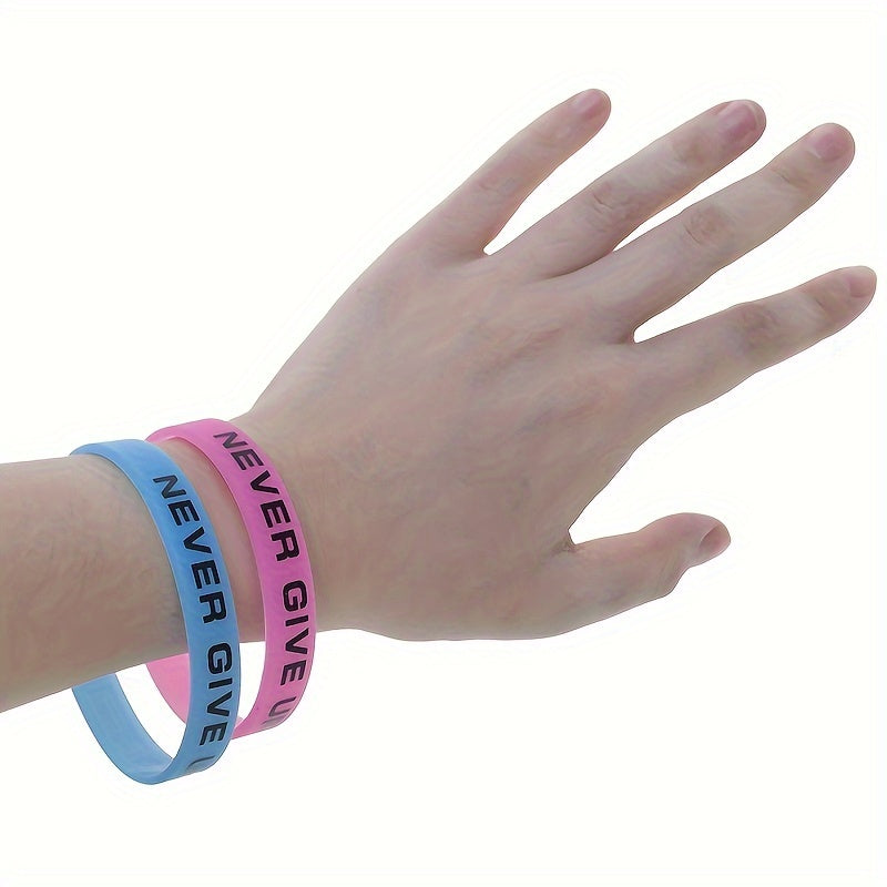 2pcs Never Give Up Glowing Silicone Bracelets