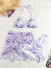 Marble Print Bikini Set 3 Piece Swimsuit