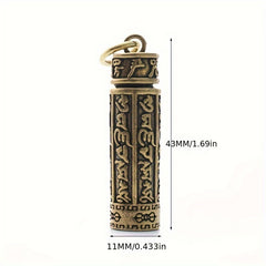 Brass Cylinder Pendant Keychain Retro Pill Box Medicine Container Key Chain