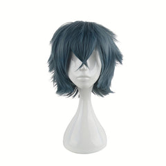 Men's 14 Inch Cyan Gray Anime Dress Up Wig