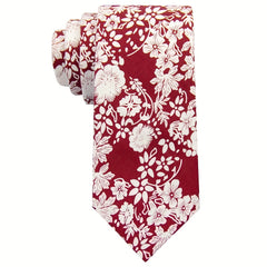 Men's Cotton Floral Neck Tie Skinny Tie for Weddings Groom Groomsmen