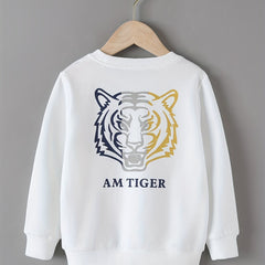 Tiger Long Sleeves Round Neck T shirt Tees Tops for Boys and Girls