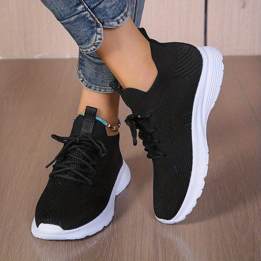 Women's Breathable Woven Sneakers Lightweight Mesh Lace Up Shoes