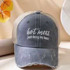 Horsetail Washed Baseball Cap Women's Cap Christmas Gift For Her