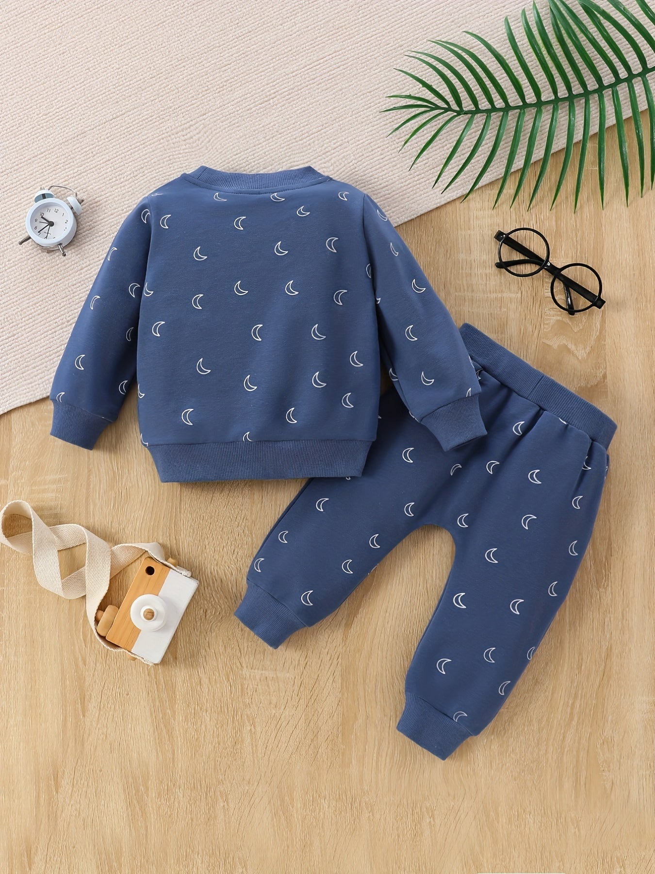 Newborn Baby Boys Moon Print Long Sleeve Sleepwear Set