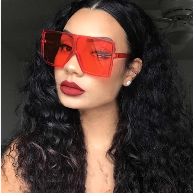 Square Oversized Frame Sunglasses Women Shield Glasses UV400 Protection