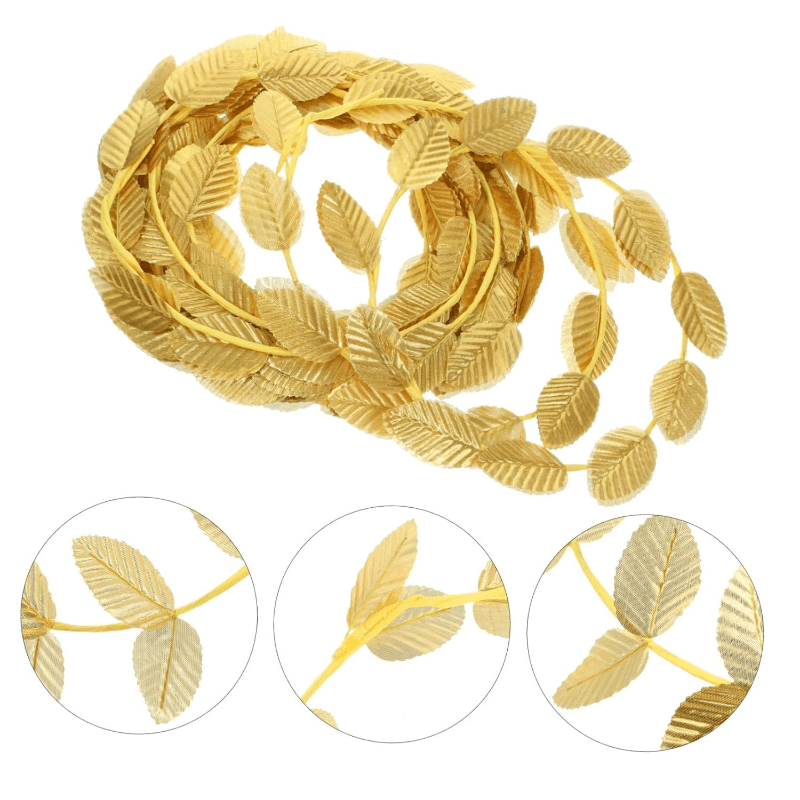 Golden Leaf Roman Wreath for Women Plastic Party Decoration