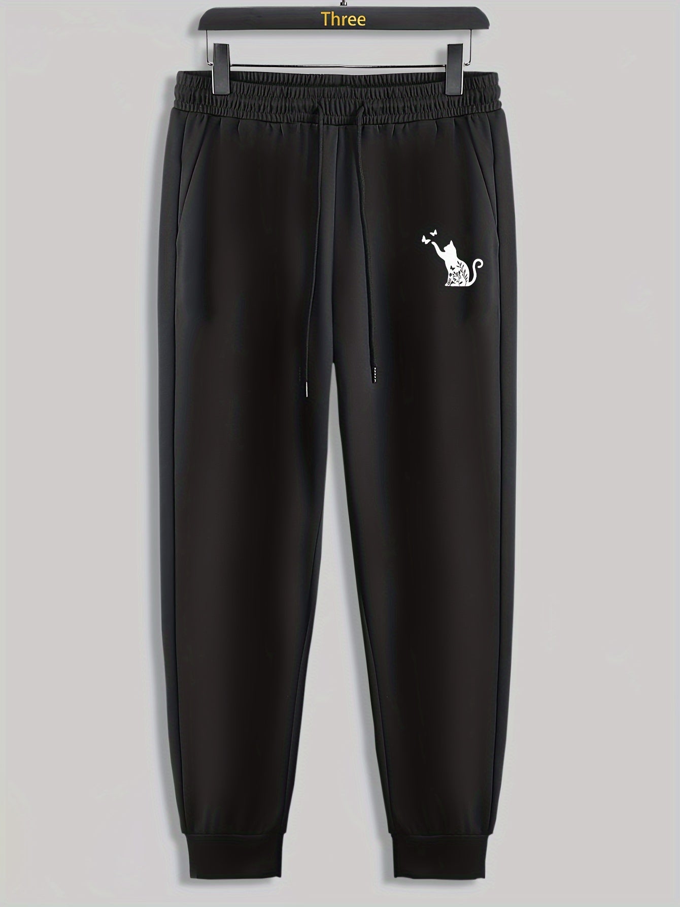 Cat Butterfly Print Men's Drawstring Sweatpants Casual Trousers