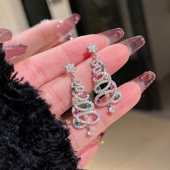 Christmas Tree Earrings - Zircon Snow Holiday Gift