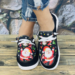 Women's Christmas Santa Claus Sneakers Non-slip Lace-up Shoes