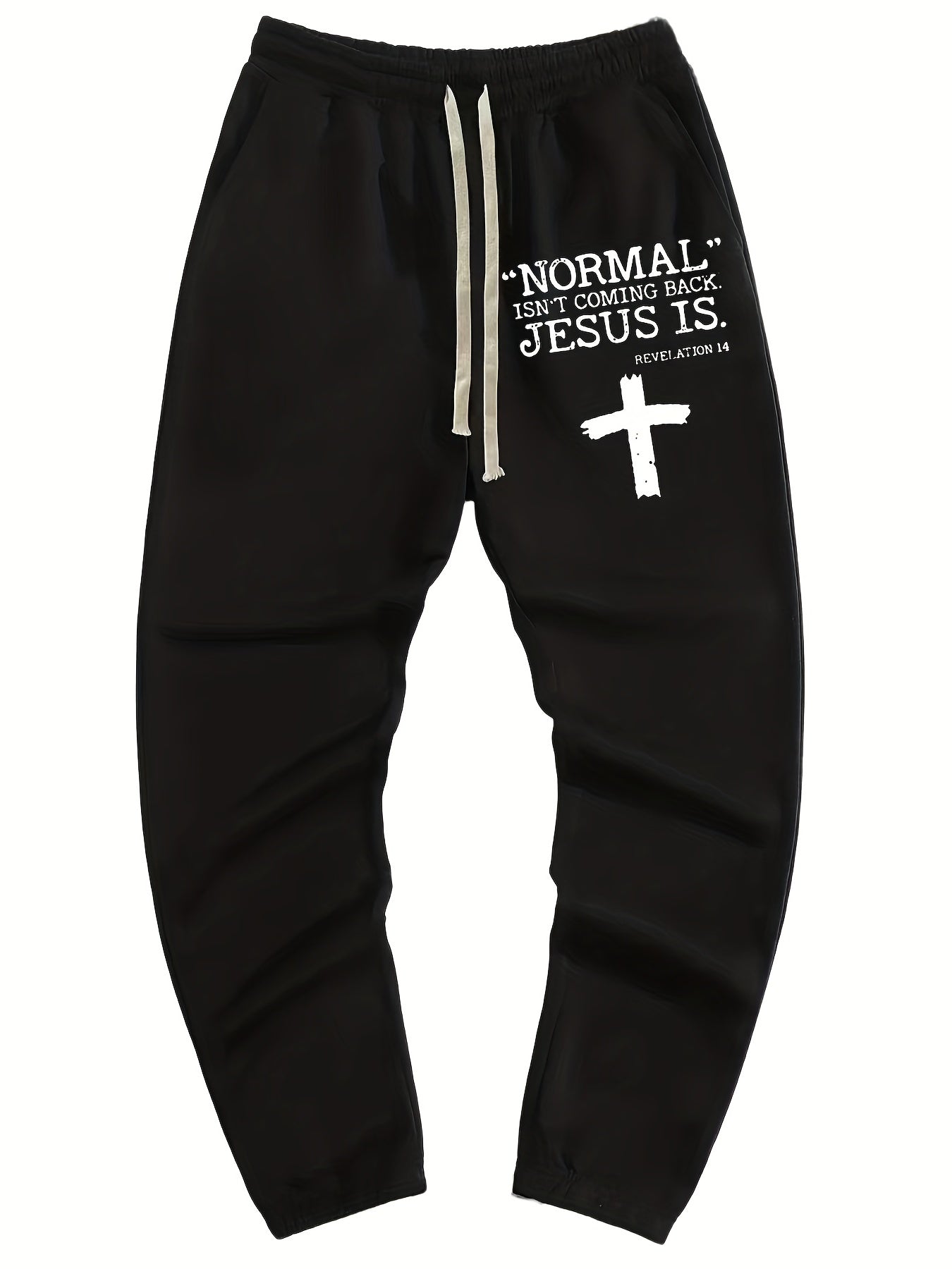 Letter And Cross Print Men's Drawstring Pocket Sweatpants