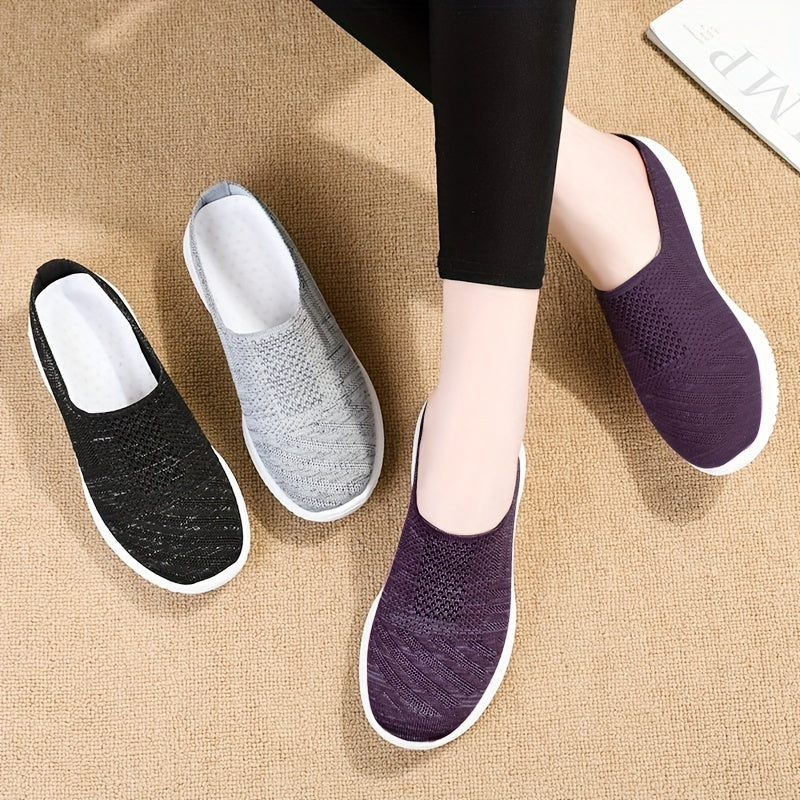Women's Breathable Woven Mule Sneakers Slip On Outdoor Shoes Walking Shoes