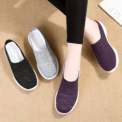 Women's Breathable Woven Mule Sneakers Slip On Outdoor Shoes Walking Shoes