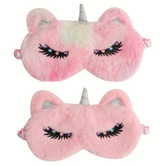 Cartoon Rainbow Horse Blindfold Soft Blackout Plush Eye Mask