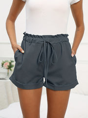 Solid Drawstring Shorts Women's Casual Elastic Waist