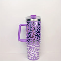 40oz 1200ml Insulated Water Cup Rainbow Leopard Stainless Steel Bottle