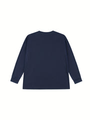 Block Pattern Print Men's Graphic Crew Neck Long Sleeve Active T shirt