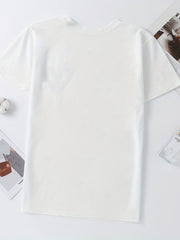 Letter Graphic Round Neck Casual Sports T shirts