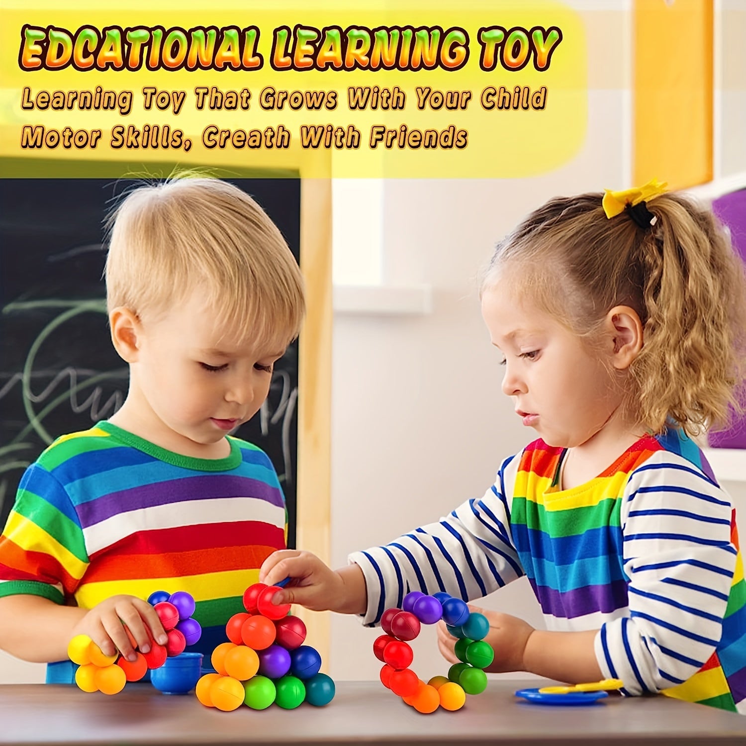Autism Sensory Toys For Kids - Inseparable Rainbow Ball - Fidget Toys Adults
