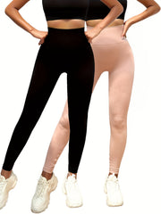 2pcs Yoga Seamless Butt Lifting Leggings High Waist Sports Workout Pants