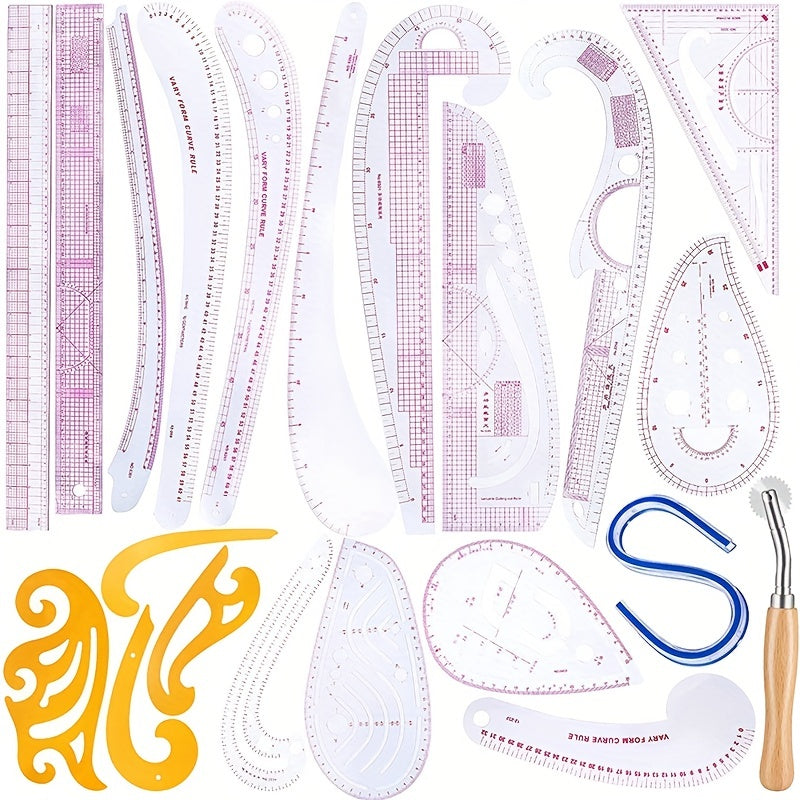 21 Style Pattern Ruler Set For Needlework Sewing