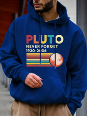 Men's Casual Letter Print Hooded Sweatshirt Long Sleeve Drawstrings