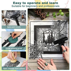 2pcs Lino Print Roller Set with Mushroom Roller & Engraving