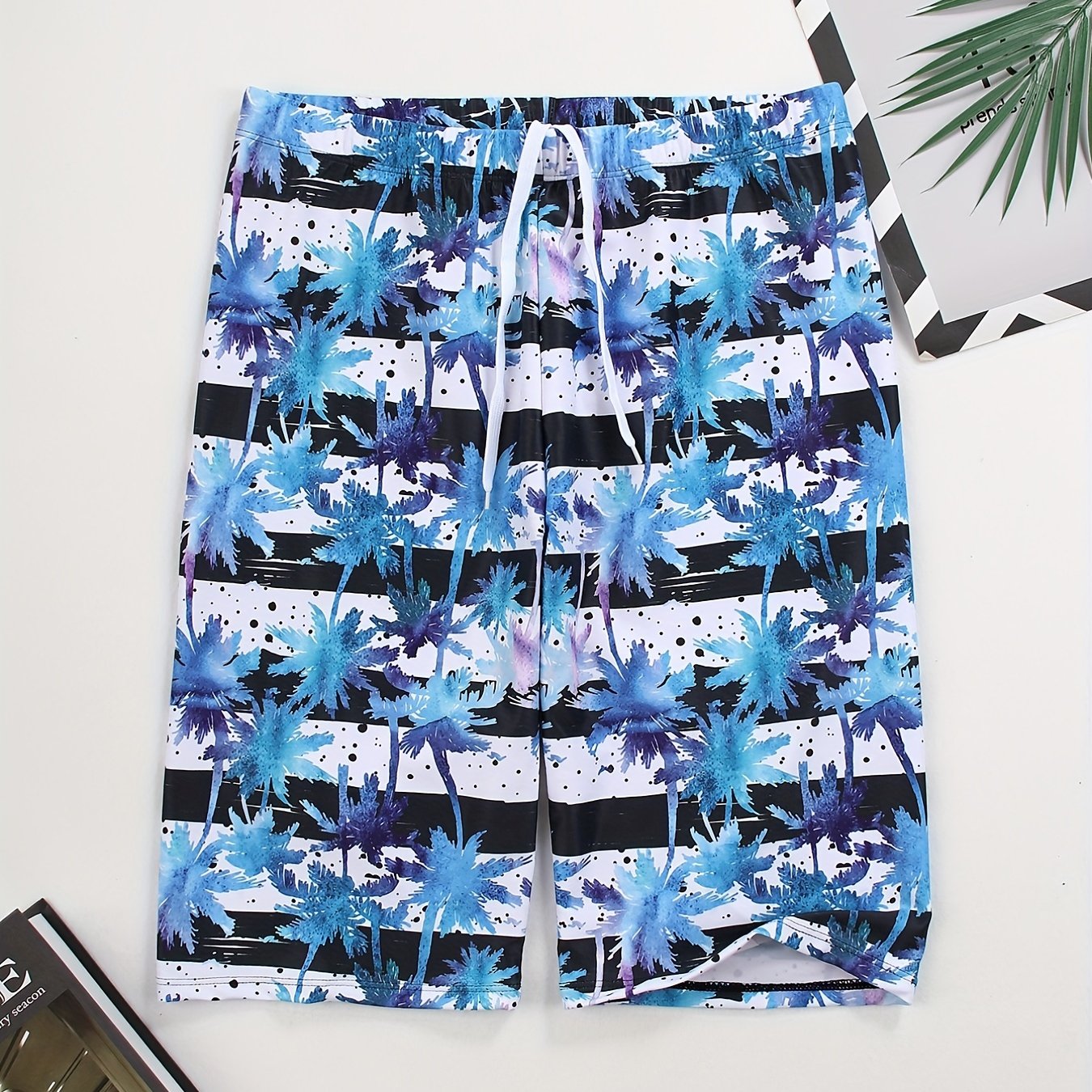 Ink Dot Gradient Palm Tree Silhouette Swim Trunk Men's Swimwear