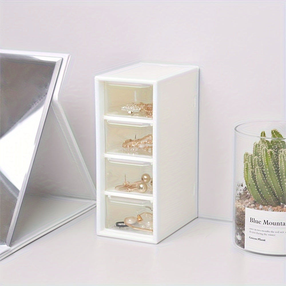4pcs Small Drawer Storage Box Desktop Finishing Four Palace Grid Storage