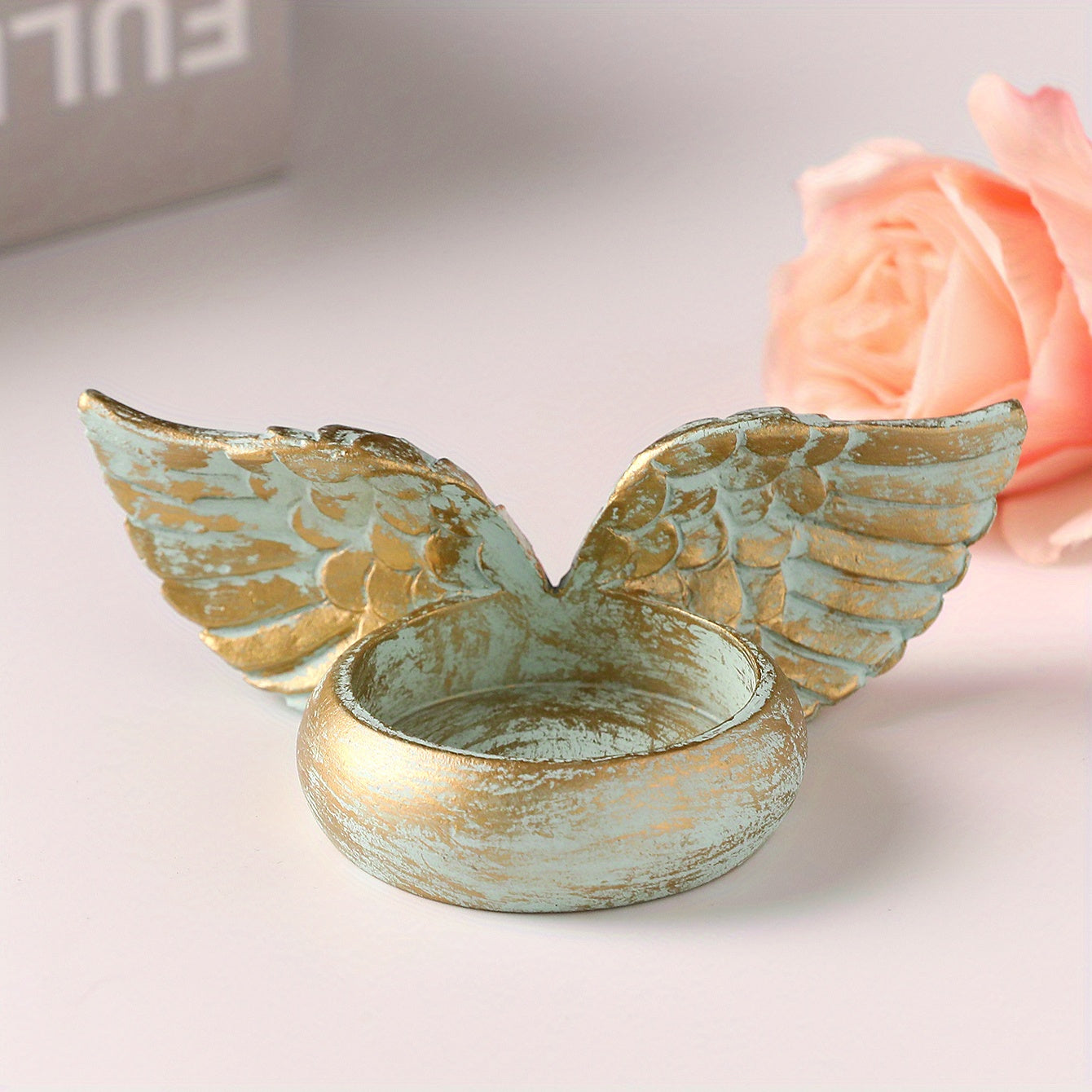 Green Angel Wings Tealight Candle Holders Resin Votive Candle Holder
