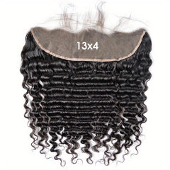13x4 Brazilian Deep Wave Human Hair Lace Frontal Pre Plucked Natural Closure