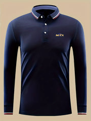 MAX Print Men's Casual Button Up Long Sleeve Lightweight Polo Shirt