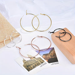 Golden Silvery Circle Earrings Minimalist Jewelry for Girls