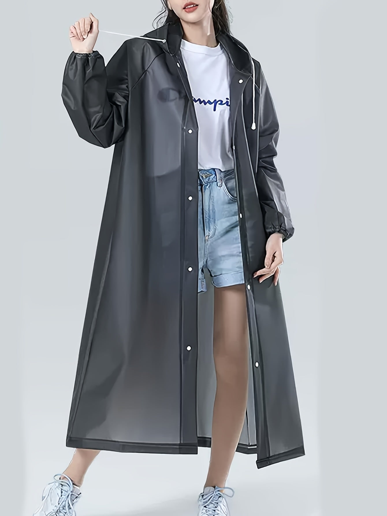 Reusable Rain Ponchos for Adults with Hood Waterproof Raincoats for Women