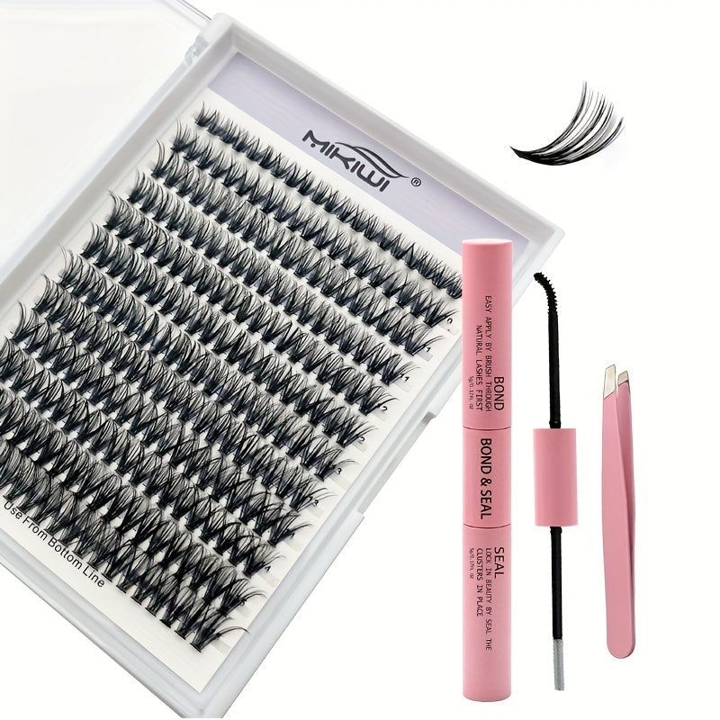 240pcs Clusters Lashes Kit With Bond Sealant Tweezer 0 07 D Curling Mix 9 16mm