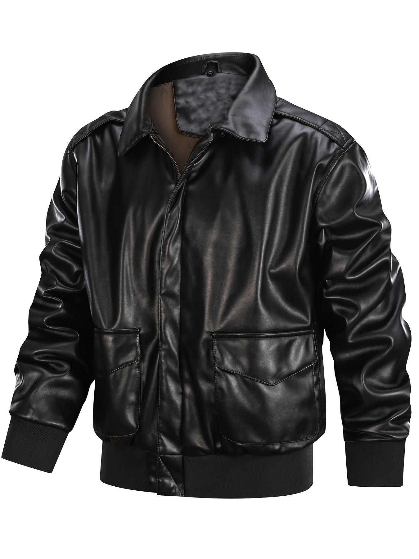 Men's Vintage PU Leather Jacket Warm Winter Motorcycle Coat