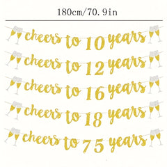 Alphabet Pull Flower CHEERS TO 10 90 Flag Birthday Party Decoration