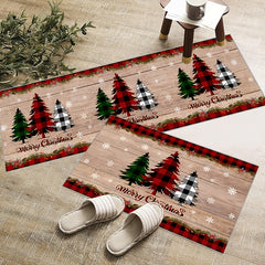 2pcs Thickened Christmas Area Rug Anti-slip Stain Resistant Kitchen Rug