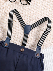 Baby Boy Striped Gentleman's Suit Romper & Suspender Pants 2pcs