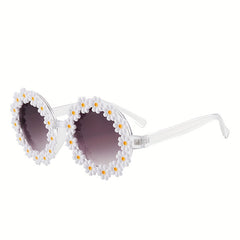 Daisy Round Frame Sunglasses Gradient Lens Clear Frame Glasses